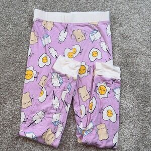 Little Sleepies 3T Breakfast‎ Buddies Bamboo Pajama Pants Purple Eggs Toast